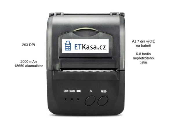 Bluetooth tiskárna vhodná pro VRP 2 Nová NT-1809DD